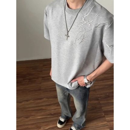 Embellished Short-Sleeved Cotton Crewneck