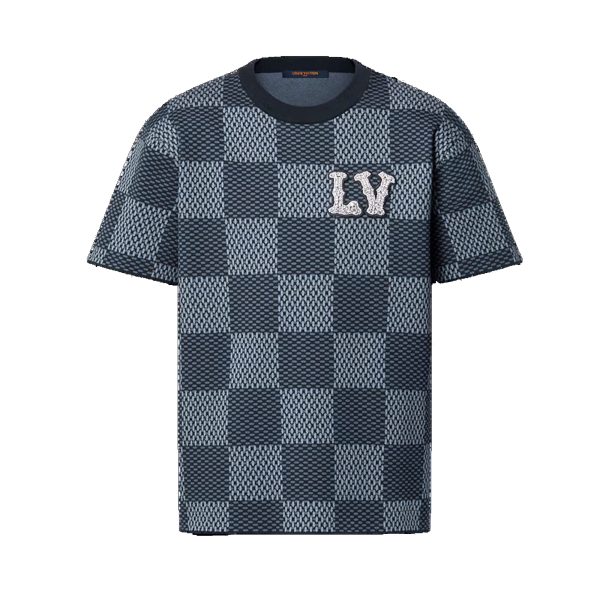LOUIS VUITTON Damier Short-Sleeved Crewneck With LV Crystal Patch