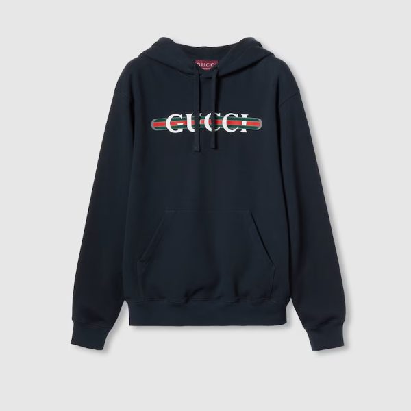 GUCCI PRINTED COTTON JERSEY HOODED SWEATSHIRT