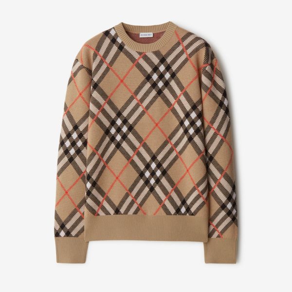 Burberry Check Wool Blend Sweater