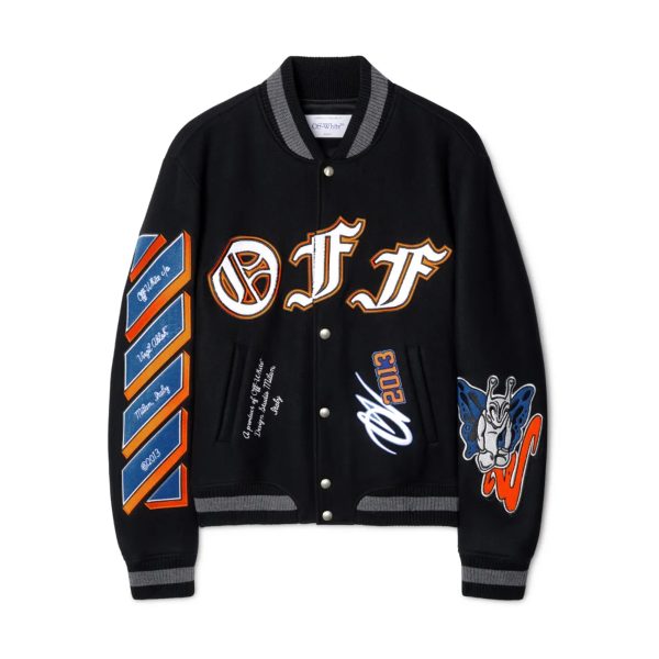 Off-White Black Gang Wool Varsity Bomber