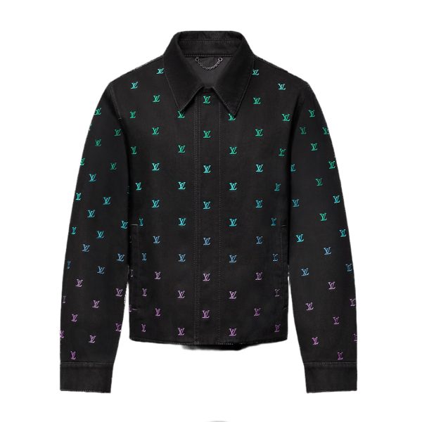 LV Blason Gradient Embroidered Denim Coach Jacket