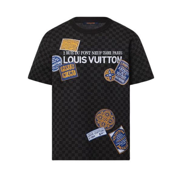LOUIS VUITTON Damier Short-Sleeved Signature Crewneck