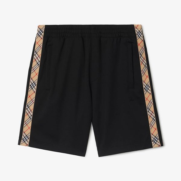 Burberry Check Trim Cotton Blend Shorts