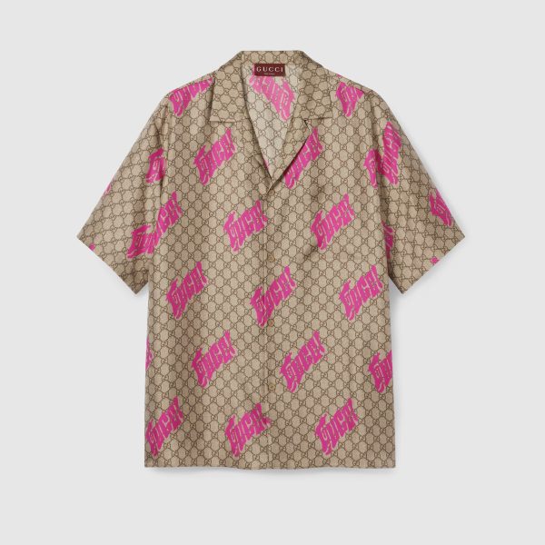 GUCCI PRINTED COTTON POPLIN BOWLING SHIRT