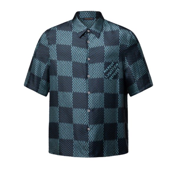 LOUIS VUITTON Damier Short-Sleeved Silk Shirt
