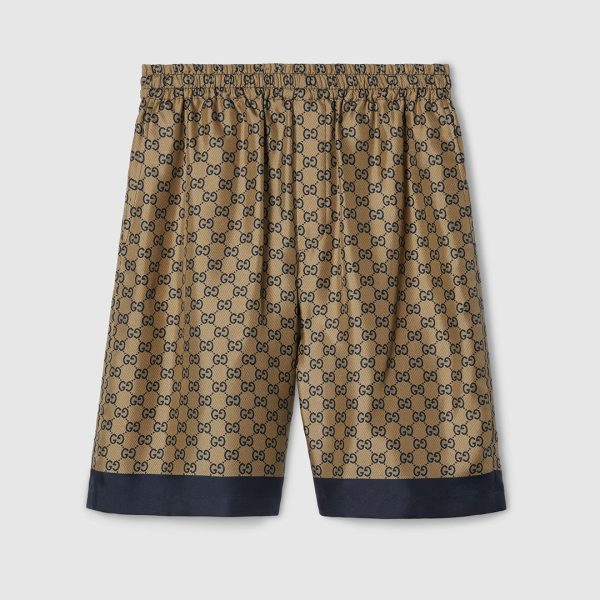 GUCCI PRINTED SILK TWILL SHORTS