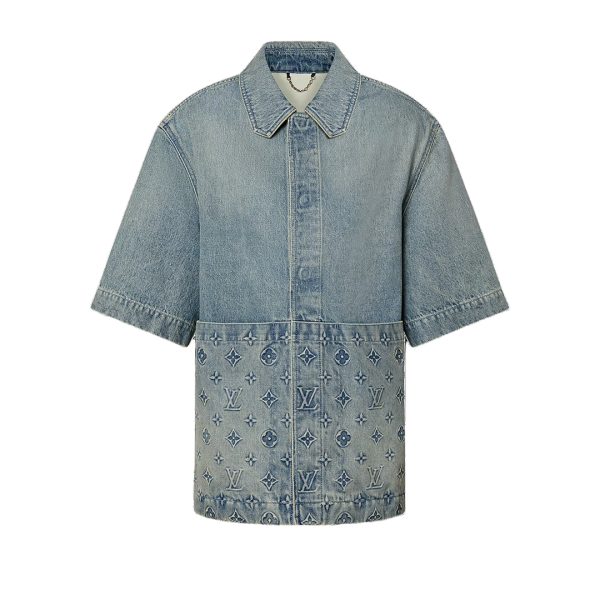 LOUIS VUITTON Short-Sleeved Denim Workwear Shirt